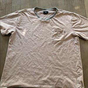 Obey Striped Green and Light Brown Pocket Tee